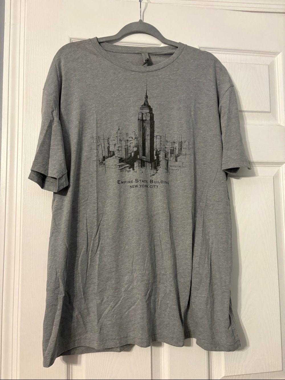Men's Gray Empire State Building Graphic Tee - Crew Neck XXL